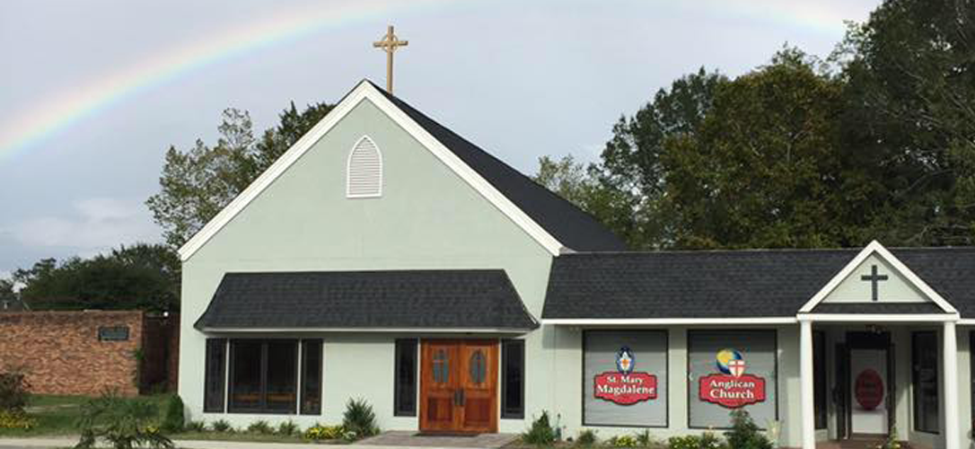 st mary magdalene anglican church in camden sc exterior with rainbow